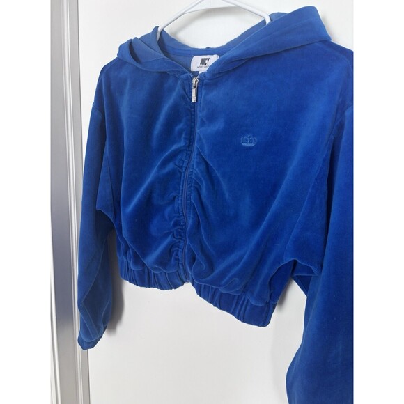 Juice Couture Y2K Blue Cropped Zip Up Hoodie Size Small - Picture 2 of 5